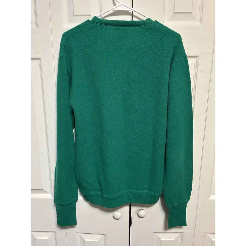 Izod Lacoste Vintage V-Neck Acrylic Sweater, 70-80's Made In USA Kelly Green L